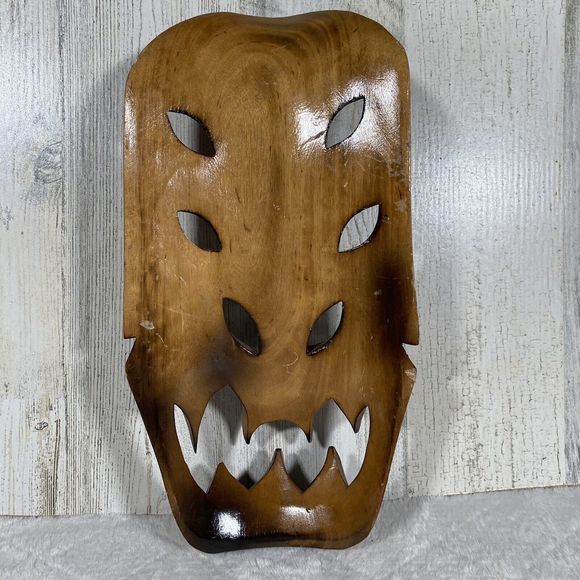 Vintage Filipino Bakunawa Dragon Mask Hand Carved Wood Tiki Tribal Mask 12" - Picture 5 of 10
